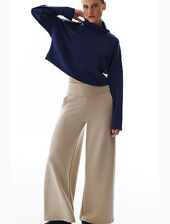 Pantaloni da donna a gamba larga e vita alta penti