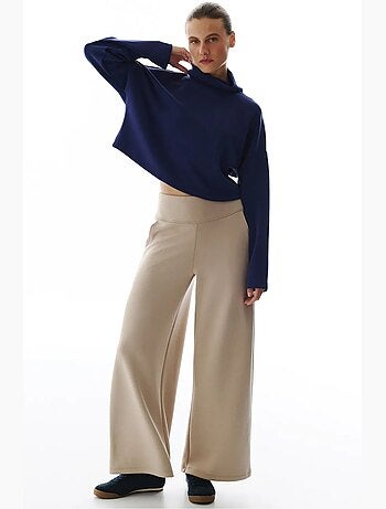 Pantaloni da donna a gamba larga e vita alta penti