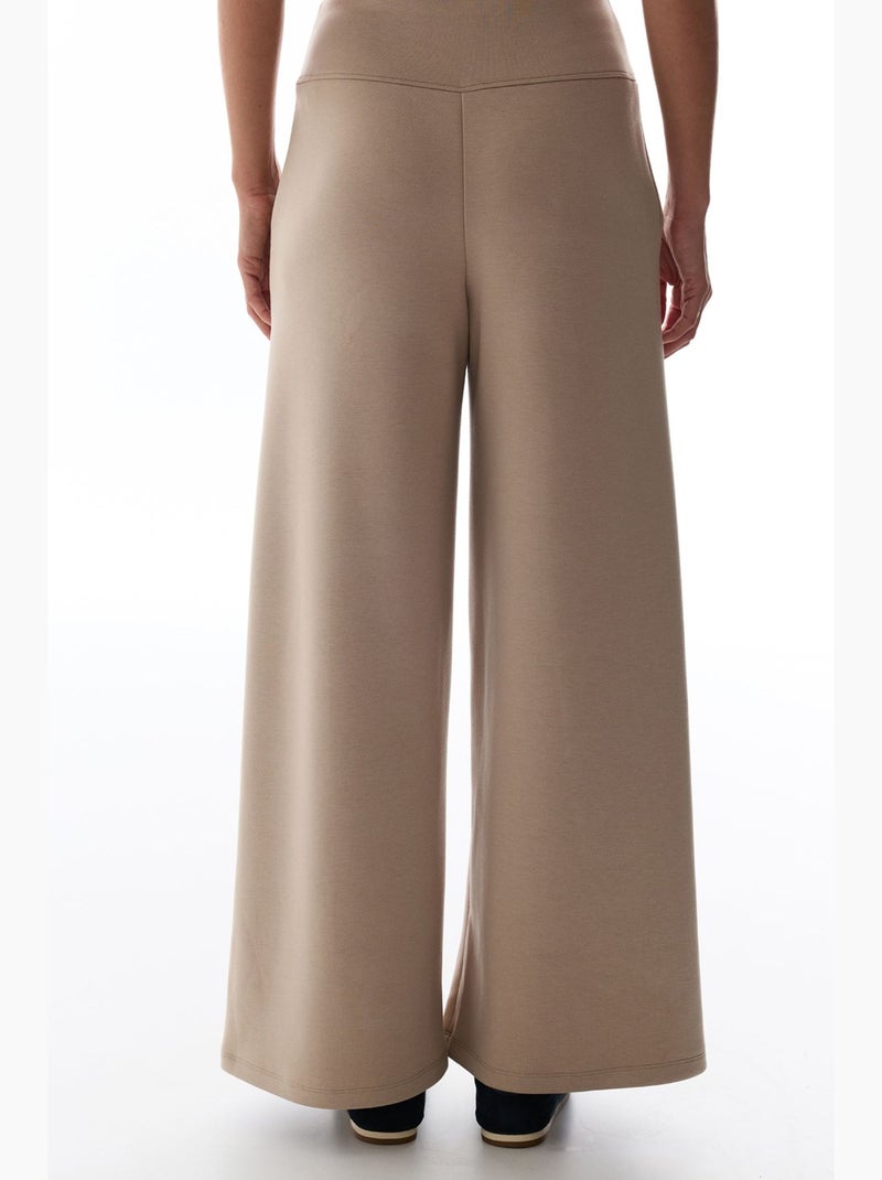Pantaloni da donna a gamba larga e vita alta penti Beige argilla - Kiabi