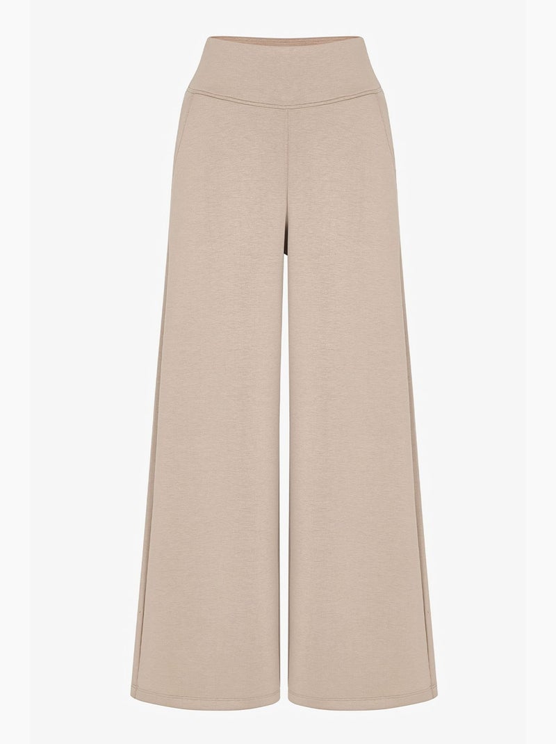 Pantaloni da donna a gamba larga e vita alta penti Beige argilla - Kiabi