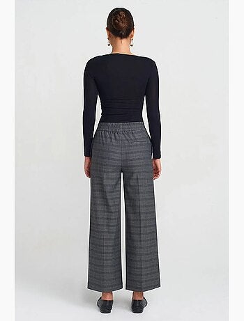 Pantaloni da donna a quadri a gamba ampia alla caviglia dilvin