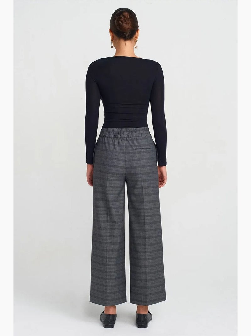 Pantaloni da donna a quadri a gamba ampia alla caviglia dilvin Grigio nero - Kiabi