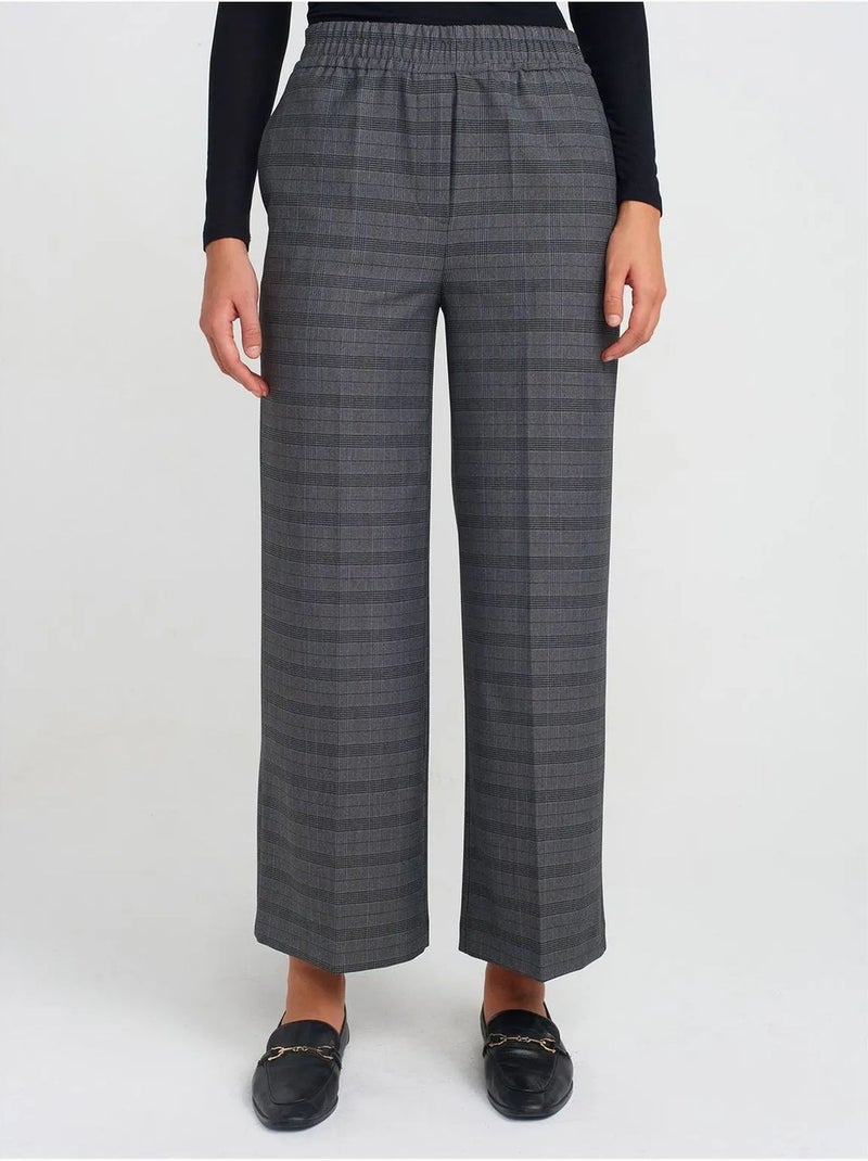 Pantaloni da donna a quadri a gamba ampia alla caviglia dilvin Grigio nero - Kiabi