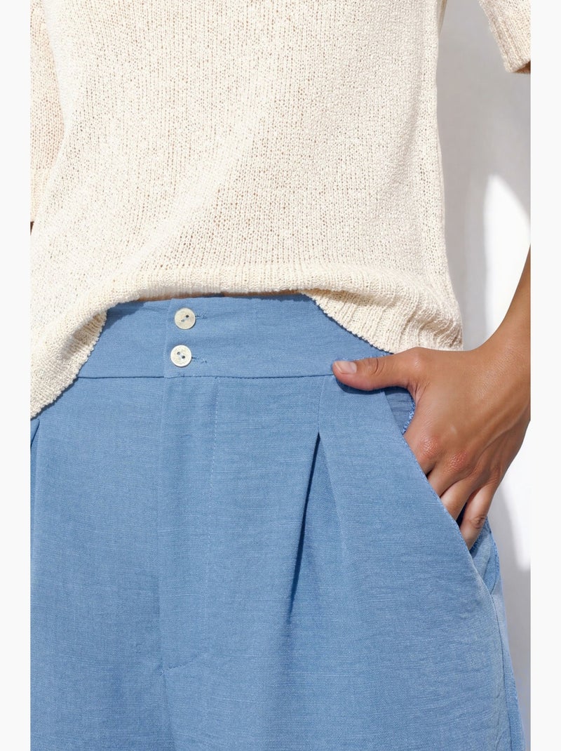 Pantaloni da donna a vita alta a gamba ampia busem Blu cielo - Kiabi