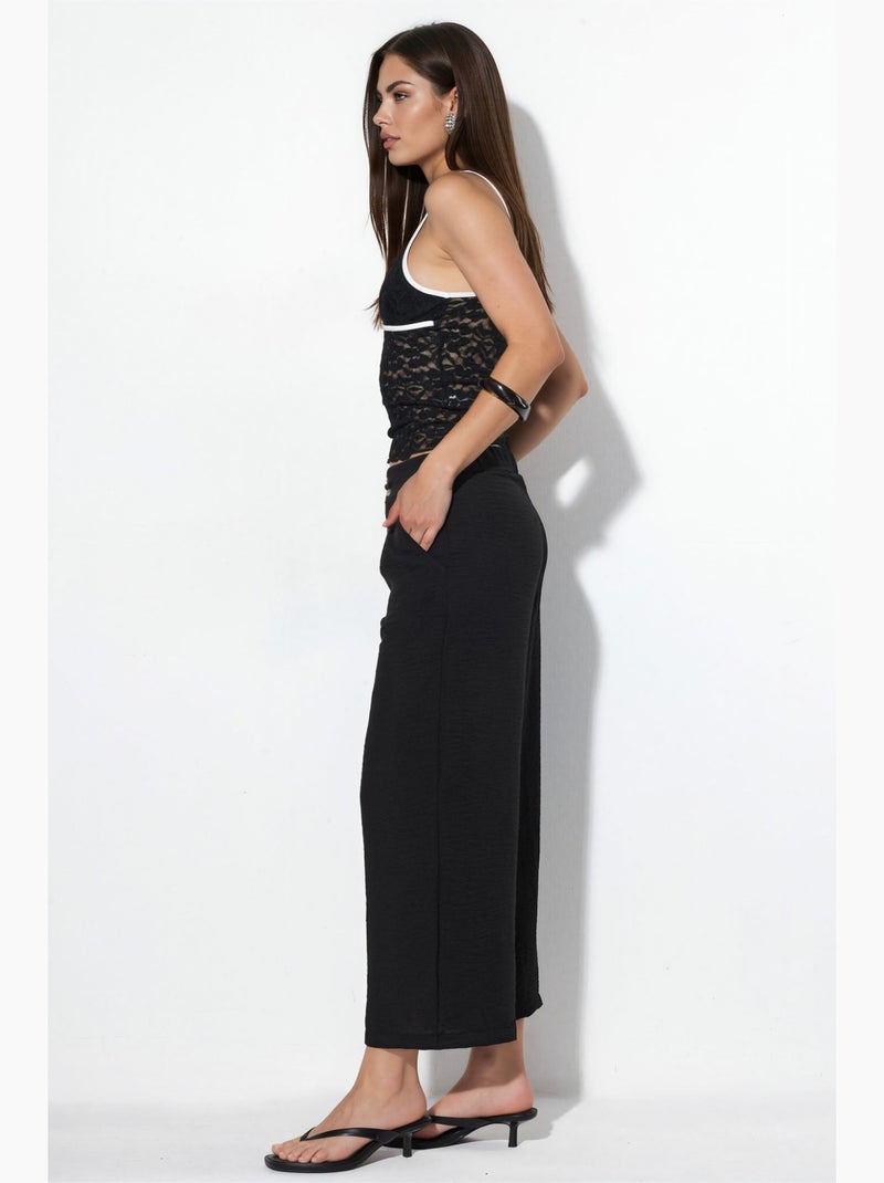 Pantaloni da donna a vita alta a gamba ampia busem Nero - Kiabi