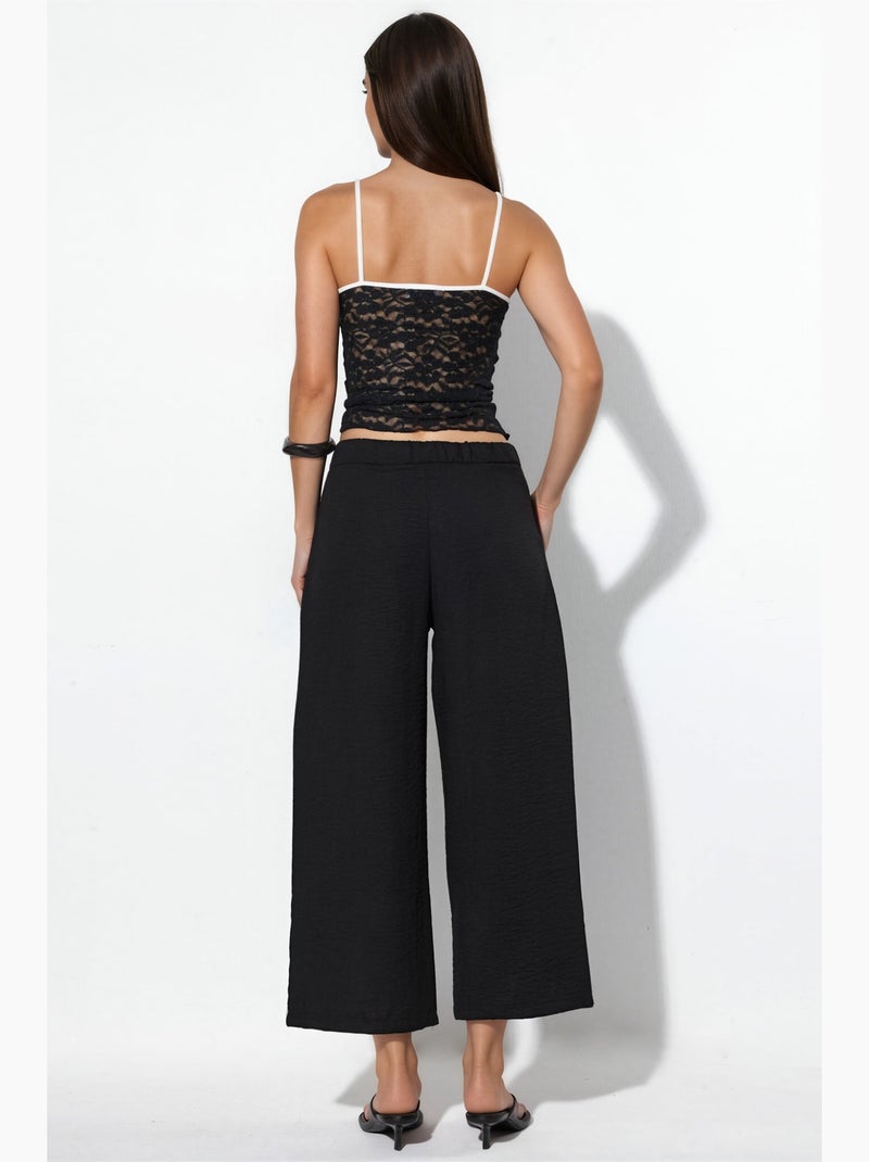 Pantaloni da donna a vita alta a gamba ampia busem Nero - Kiabi