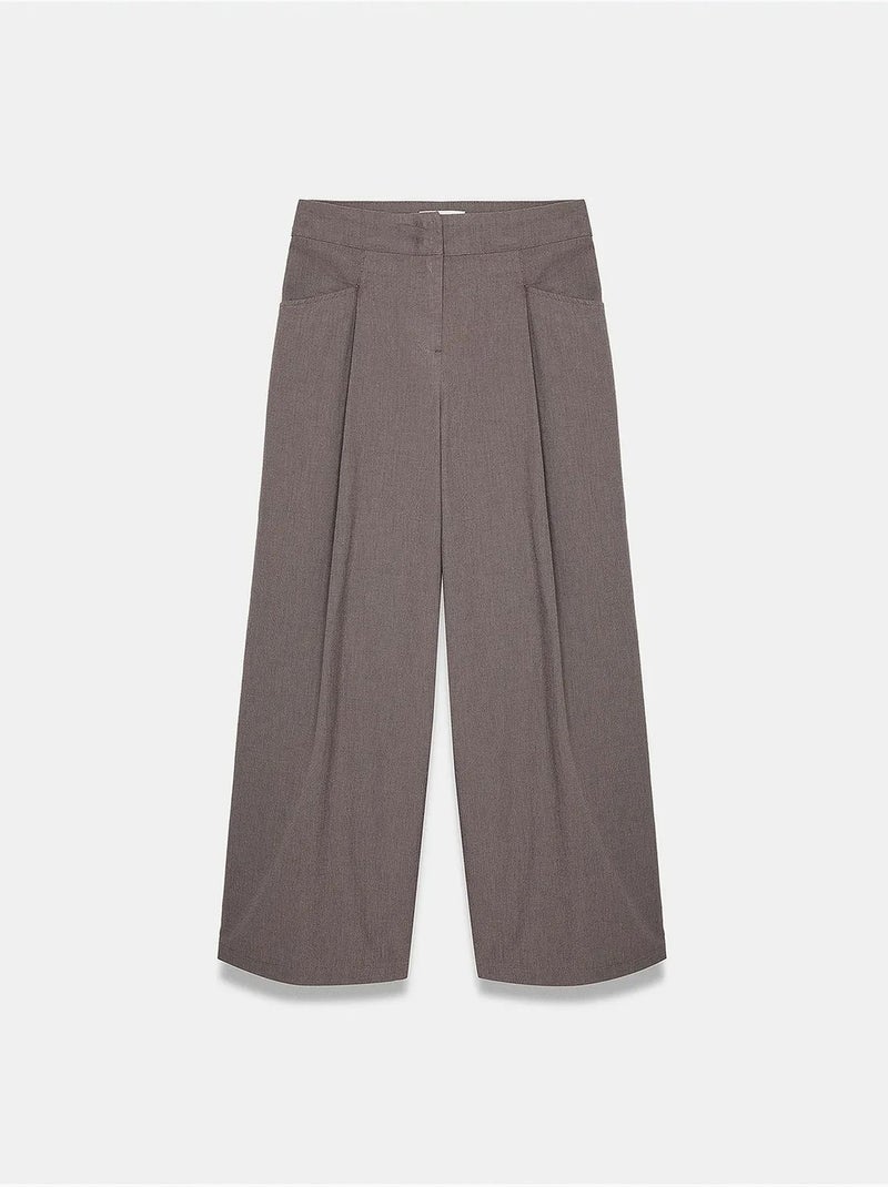 Pantaloni da donna in cotone dilvin Tortora - Kiabi