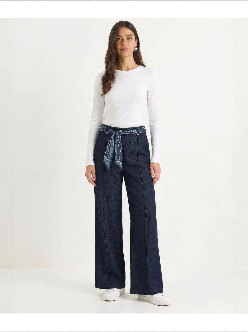 Pantaloni da donna in cotone elasticizzato lucci Blu oltremare - Kiabi
