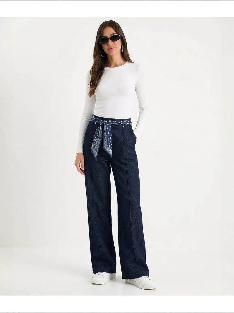 Pantaloni da donna in cotone elasticizzato lucci Blu oltremare - Kiabi
