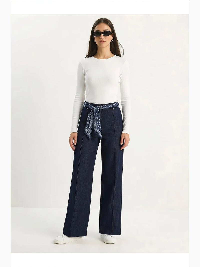 Pantaloni da donna in cotone elasticizzato lucci Blu oltremare - Kiabi