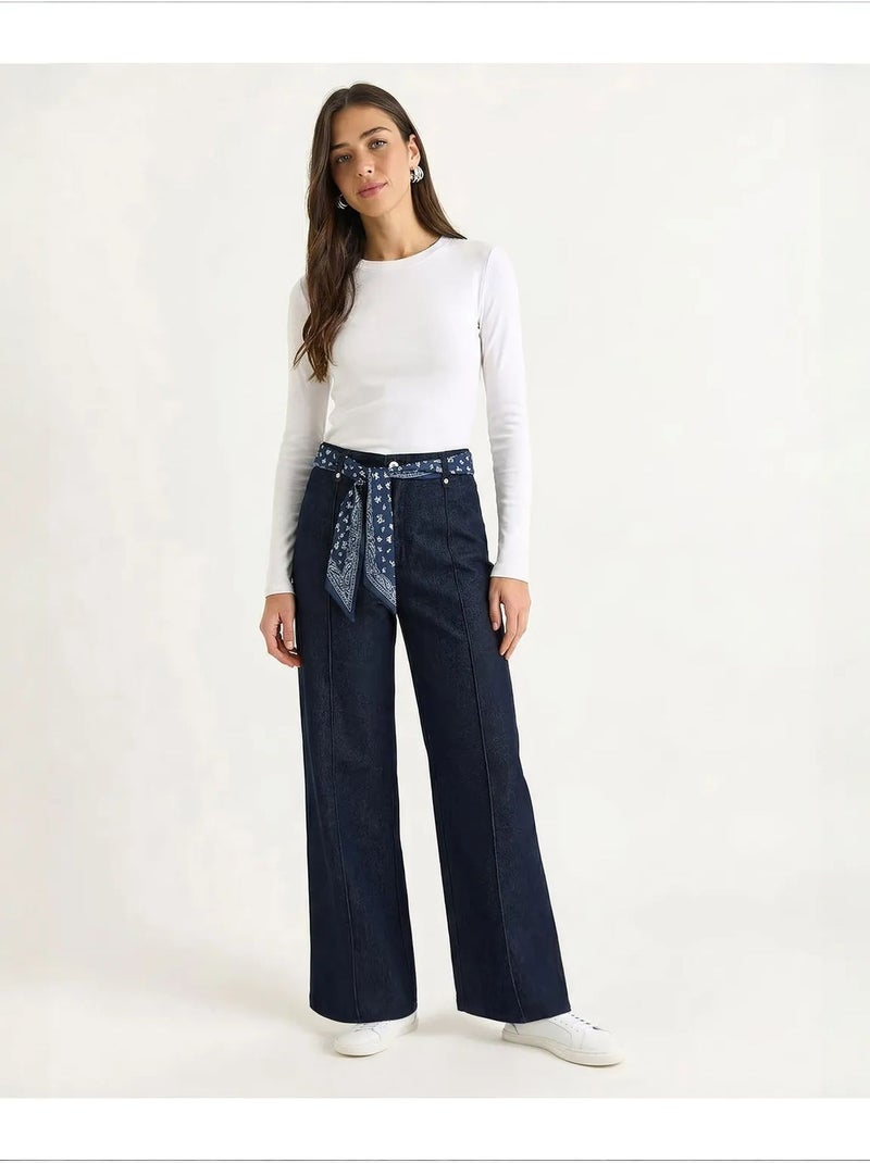 Pantaloni da donna in cotone elasticizzato lucci Blu oltremare - Kiabi
