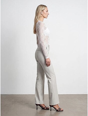 Pantaloni da donna in crêpe a gamba ampia a vita media dilvin