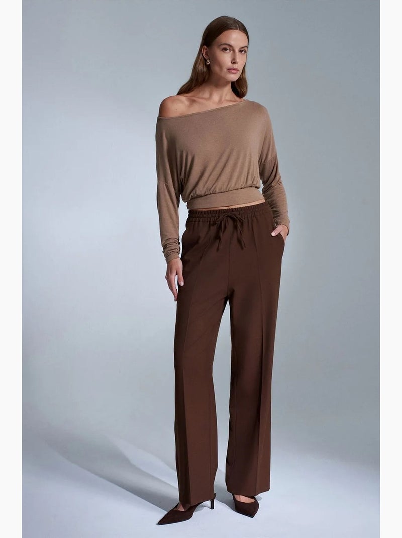 Pantaloni da donna in crêpe a gamba dritta dilvin Marrone - Kiabi