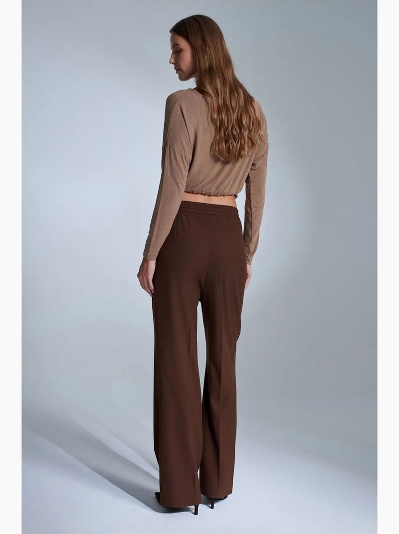 Pantaloni da donna in crêpe a gamba dritta dilvin Marrone - Kiabi