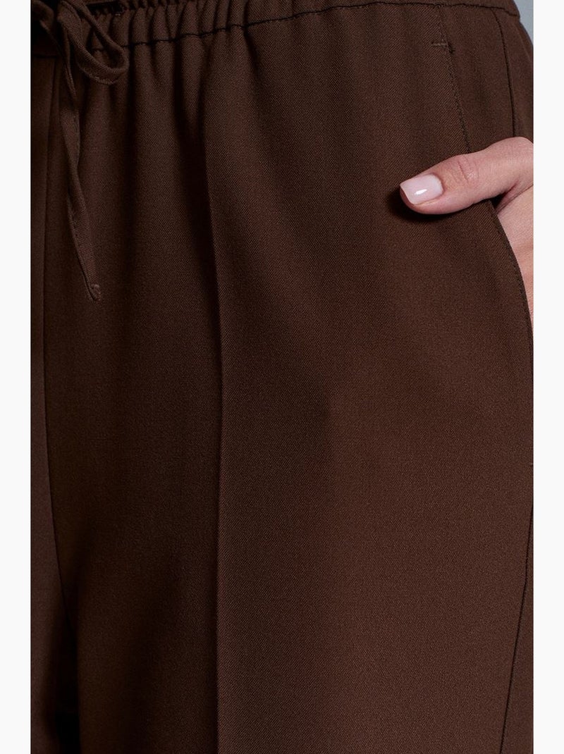 Pantaloni da donna in crêpe a gamba dritta dilvin Marrone - Kiabi