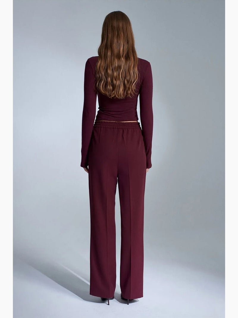 Pantaloni da donna in crêpe a gamba dritta dilvin Rosso bordeaux - Kiabi