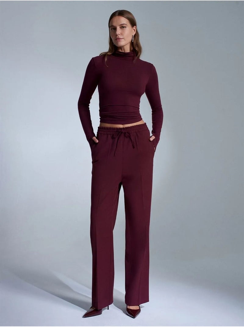 Pantaloni da donna in crêpe a gamba dritta dilvin Rosso bordeaux - Kiabi