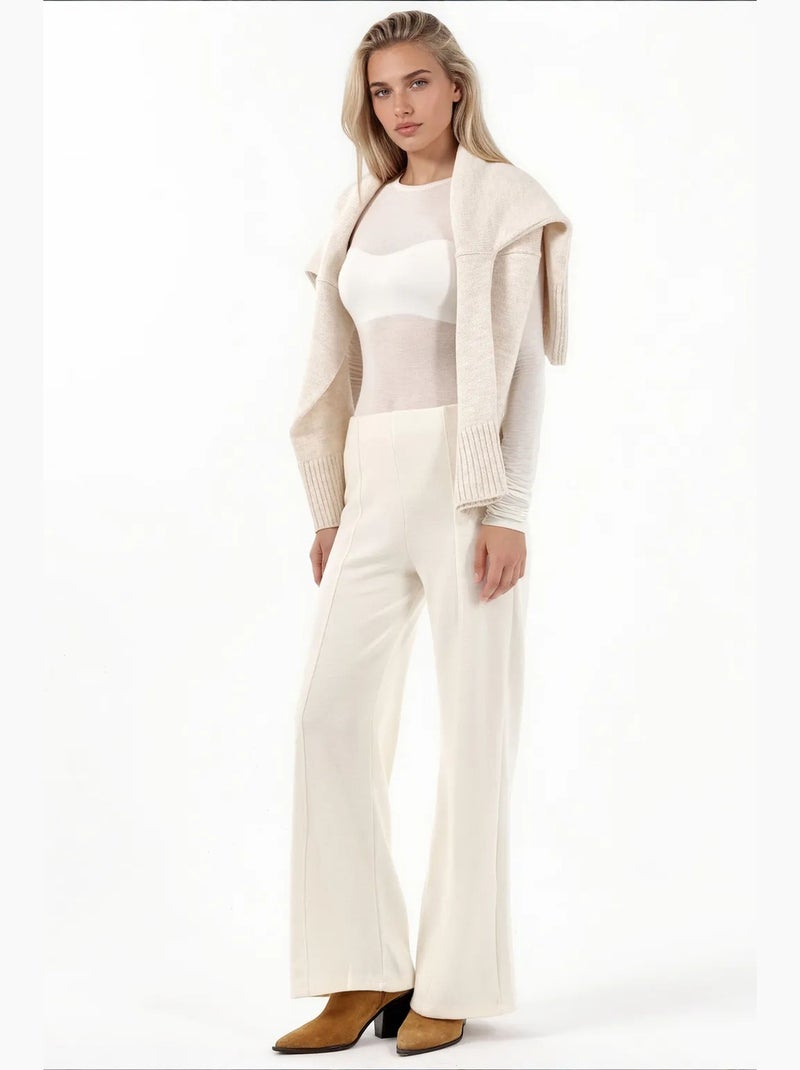 Pantaloni da donna in misto cotone busem Crema - Kiabi