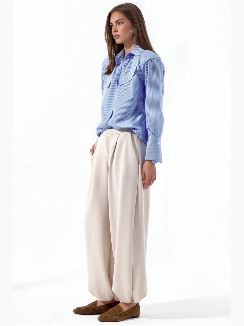 Pantaloni da donna in misto cotone busem Sabbia - Kiabi