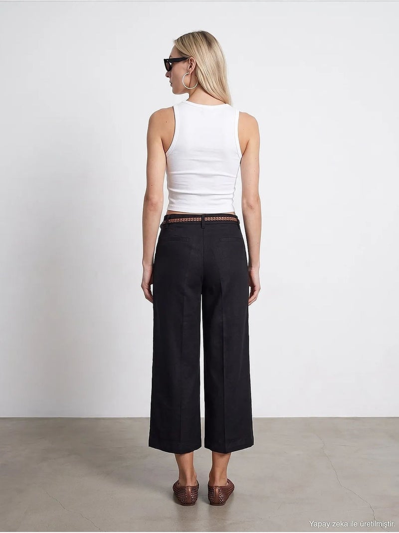 Pantaloni da donna in misto lino dilvin Nero - Kiabi
