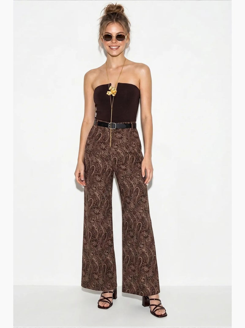 Pantaloni da donna in poliestere-cotone lucci Marrone - Kiabi