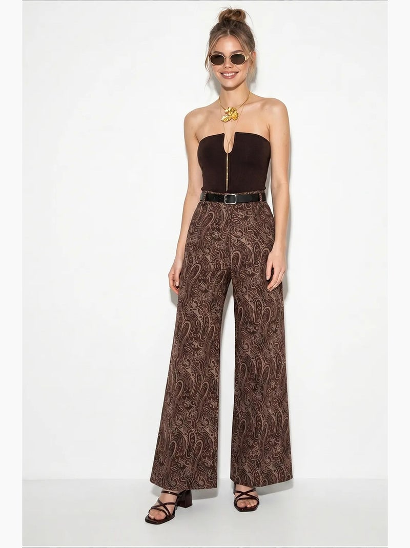 Pantaloni da donna in poliestere-cotone lucci Marrone - Kiabi