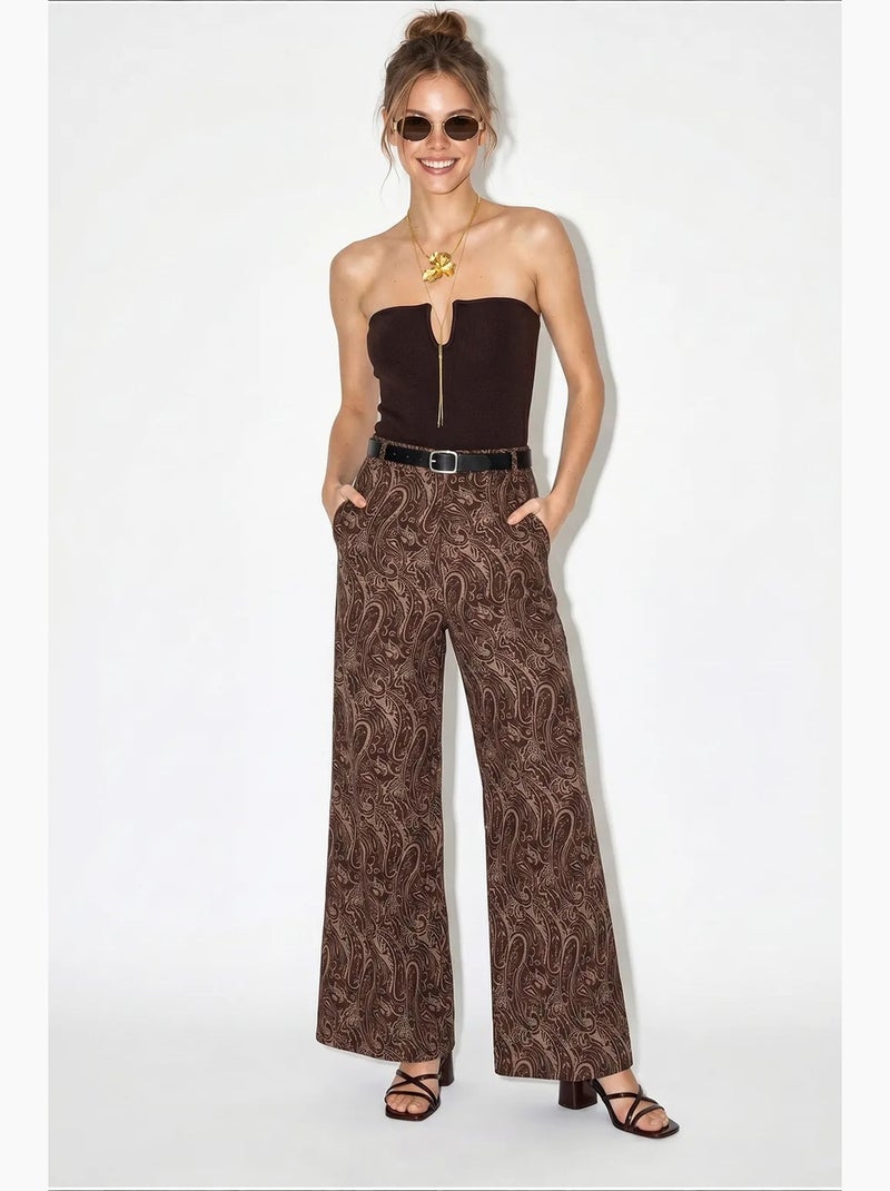 Pantaloni da donna in poliestere-cotone lucci Marrone - Kiabi