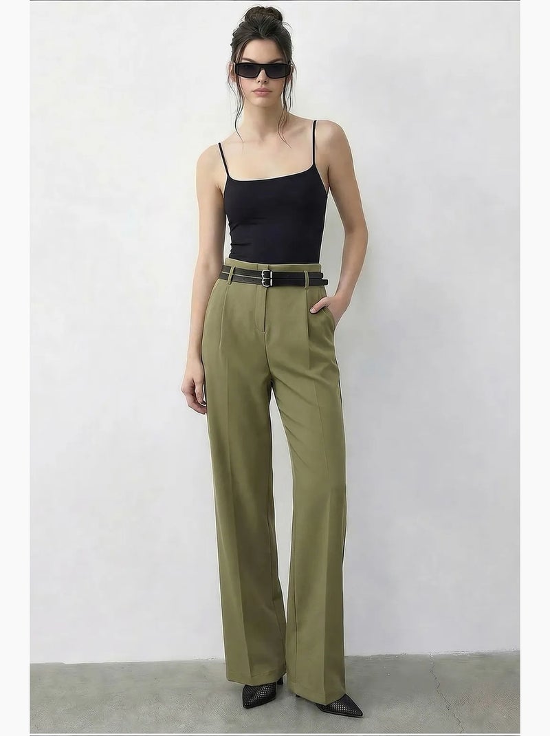 Pantaloni da donna in poliestere ed elastan lucci Cachi - Kiabi