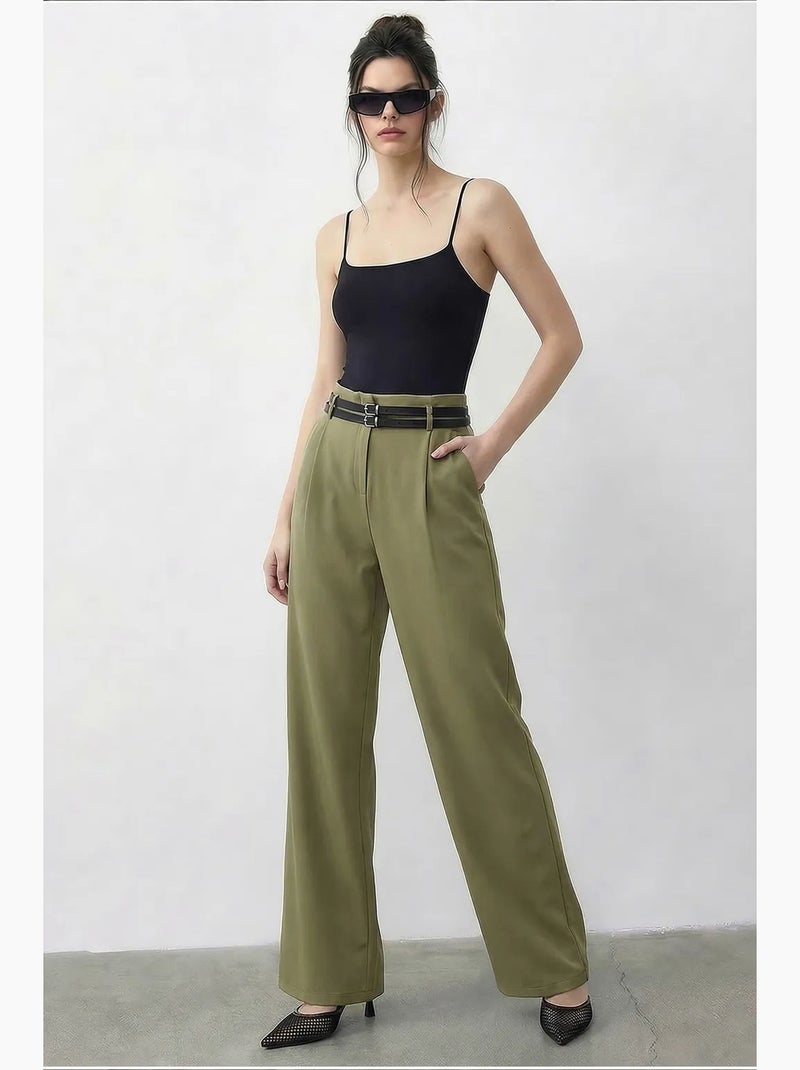 Pantaloni da donna in poliestere ed elastan lucci Cachi - Kiabi