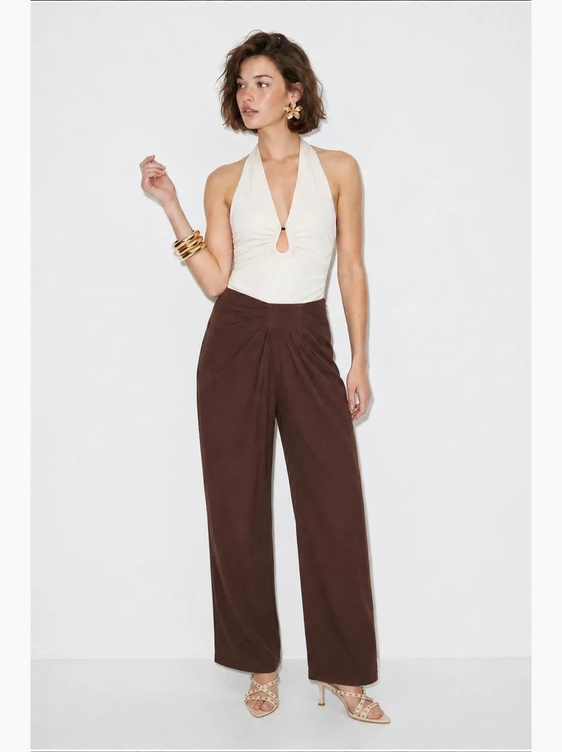 Pantaloni da donna in poliestere-elastan lucci Marrone cioccolato - Kiabi