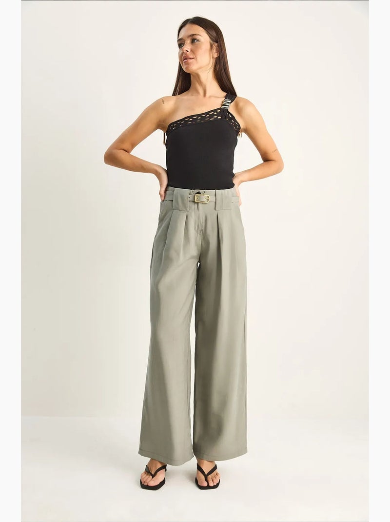 Pantaloni da donna in poliestere-elastan lucci Verde - Kiabi