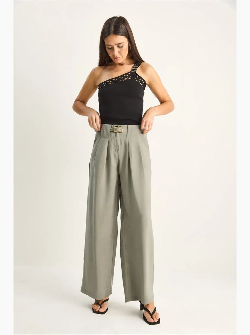 Pantaloni da donna in poliestere-elastan lucci Verde - Kiabi