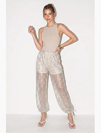 Pantaloni da donna in poliestere lucci