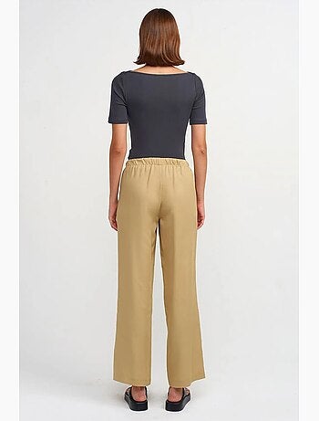 Pantaloni da donna in tencel a gamba ampia con vita con coulisse dilvin