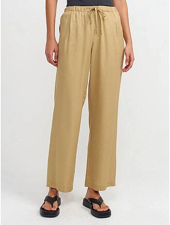 Pantaloni da donna in tencel a gamba ampia con vita con coulisse dilvin