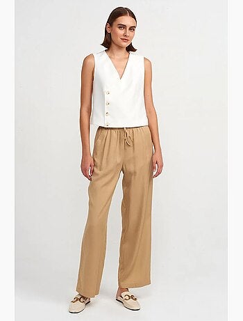 Pantaloni da donna in tencel a gamba ampia con vita con coulisse dilvin