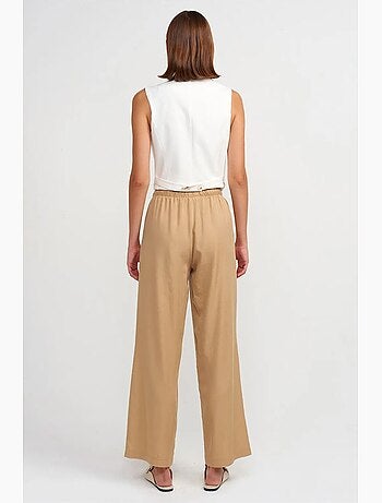 Pantaloni da donna in tencel a gamba ampia con vita con coulisse dilvin