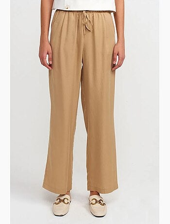 Pantaloni da donna in tencel a gamba ampia con vita con coulisse dilvin