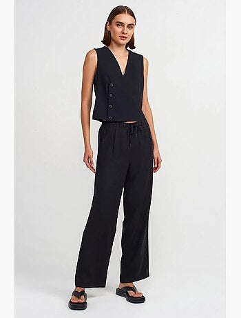 Pantaloni da donna in tencel a gamba ampia con vita con coulisse dilvin