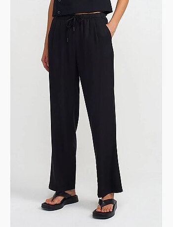 Pantaloni da donna in tencel a gamba ampia con vita con coulisse dilvin