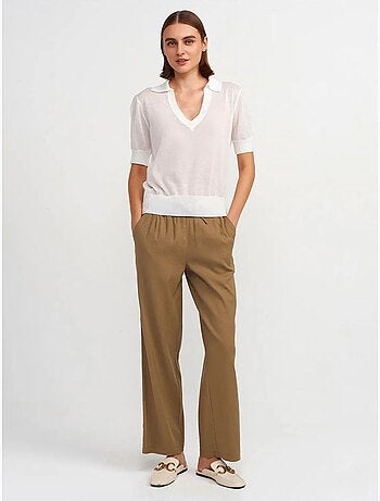 Pantaloni da donna in tencel a gamba ampia con vita con coulisse dilvin