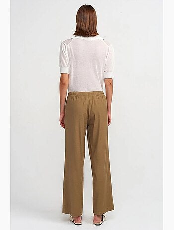 Pantaloni da donna in tencel a gamba ampia con vita con coulisse dilvin