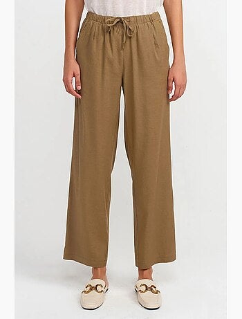 Pantaloni da donna in tencel a gamba ampia con vita con coulisse dilvin