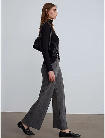 Pantaloni da donna in tessuto a gamba ampia a vita media