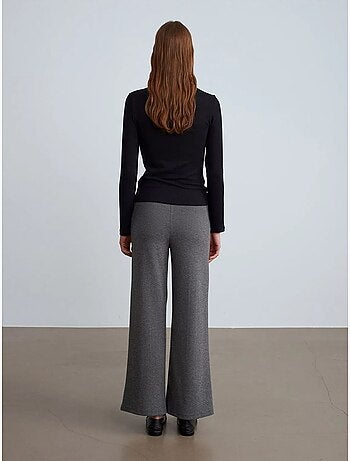 Pantaloni da donna in tessuto a gamba ampia a vita media