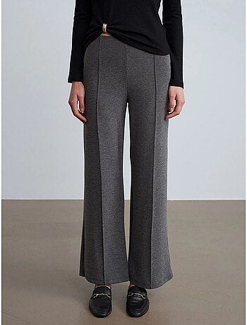 Pantaloni da donna in tessuto a gamba ampia a vita media