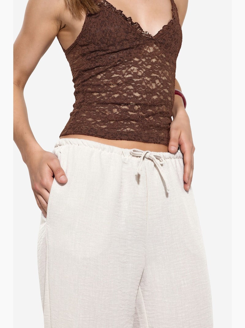 Pantaloni da donna in tessuto a gamba dritta busem Crema - Kiabi
