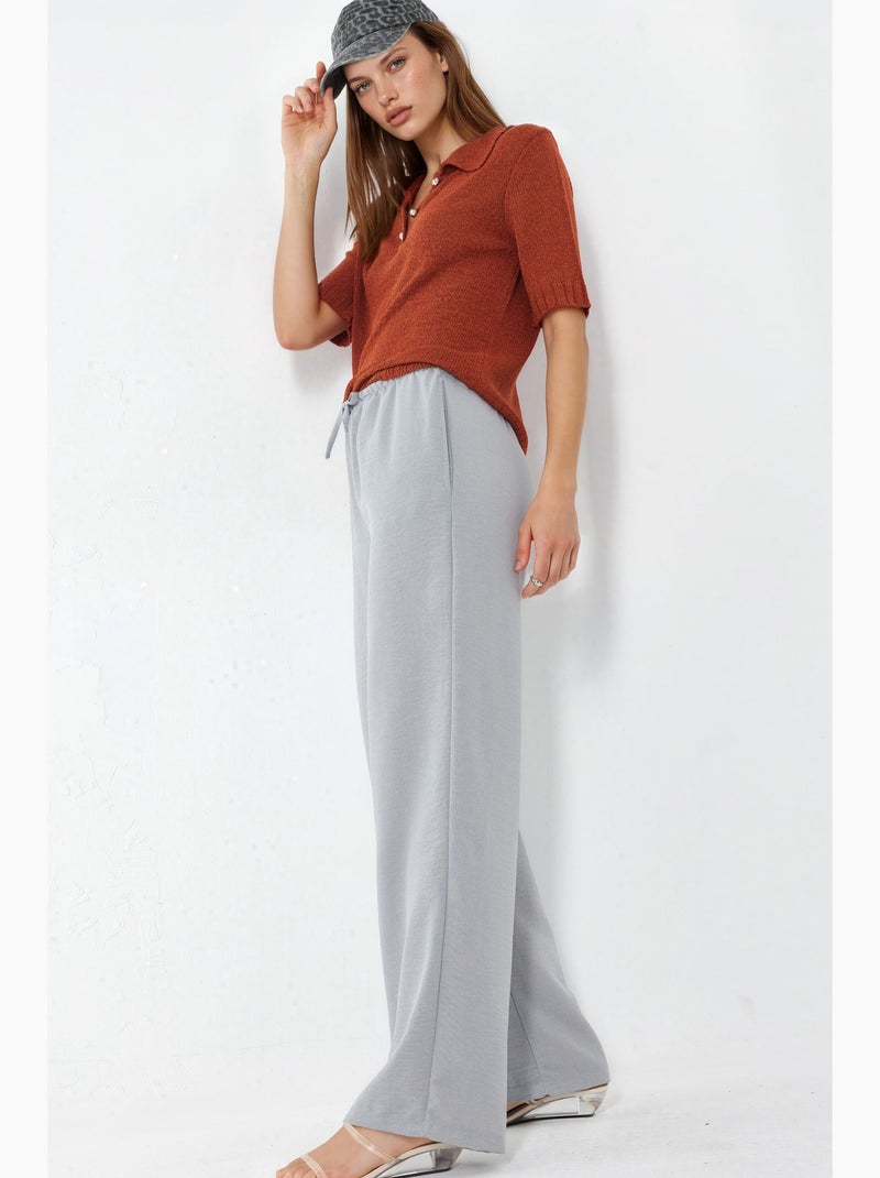 Pantaloni da donna in tessuto a gamba dritta busem Grigio chiaro - Kiabi