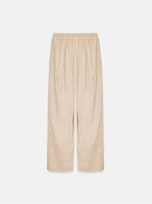 Pantaloni da donna in tessuto a gamba larga con vita con coulisse - Kiabi Pantaloni da donna in tessuto a gamba larga con vita con coulisse - Kiabi