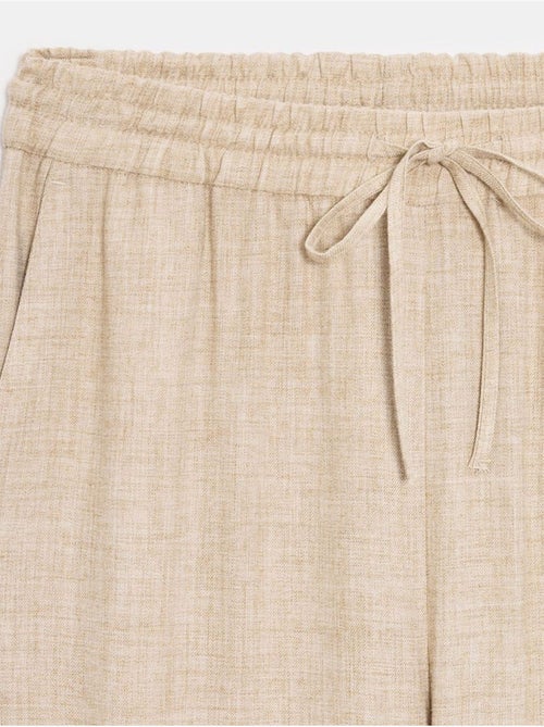 Pantaloni da donna in tessuto a gamba larga con vita con coulisse - Kiabi Pantaloni da donna in tessuto a gamba larga con vita con coulisse - Kiabi
